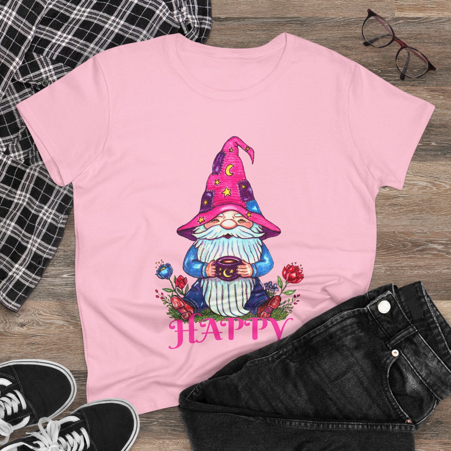 Happy Gnome Women's Midweight Cotton Tee