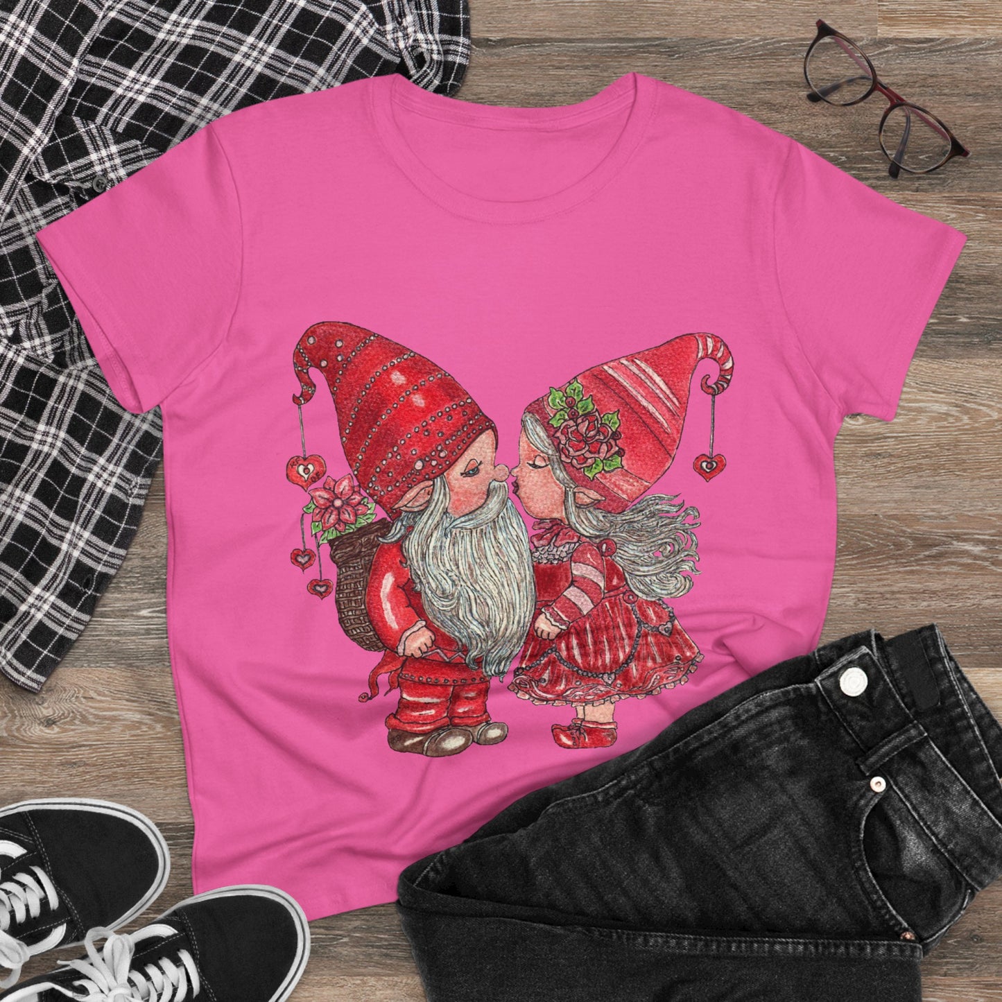 Gnome Lovers Women's Midweight Cotton Tee