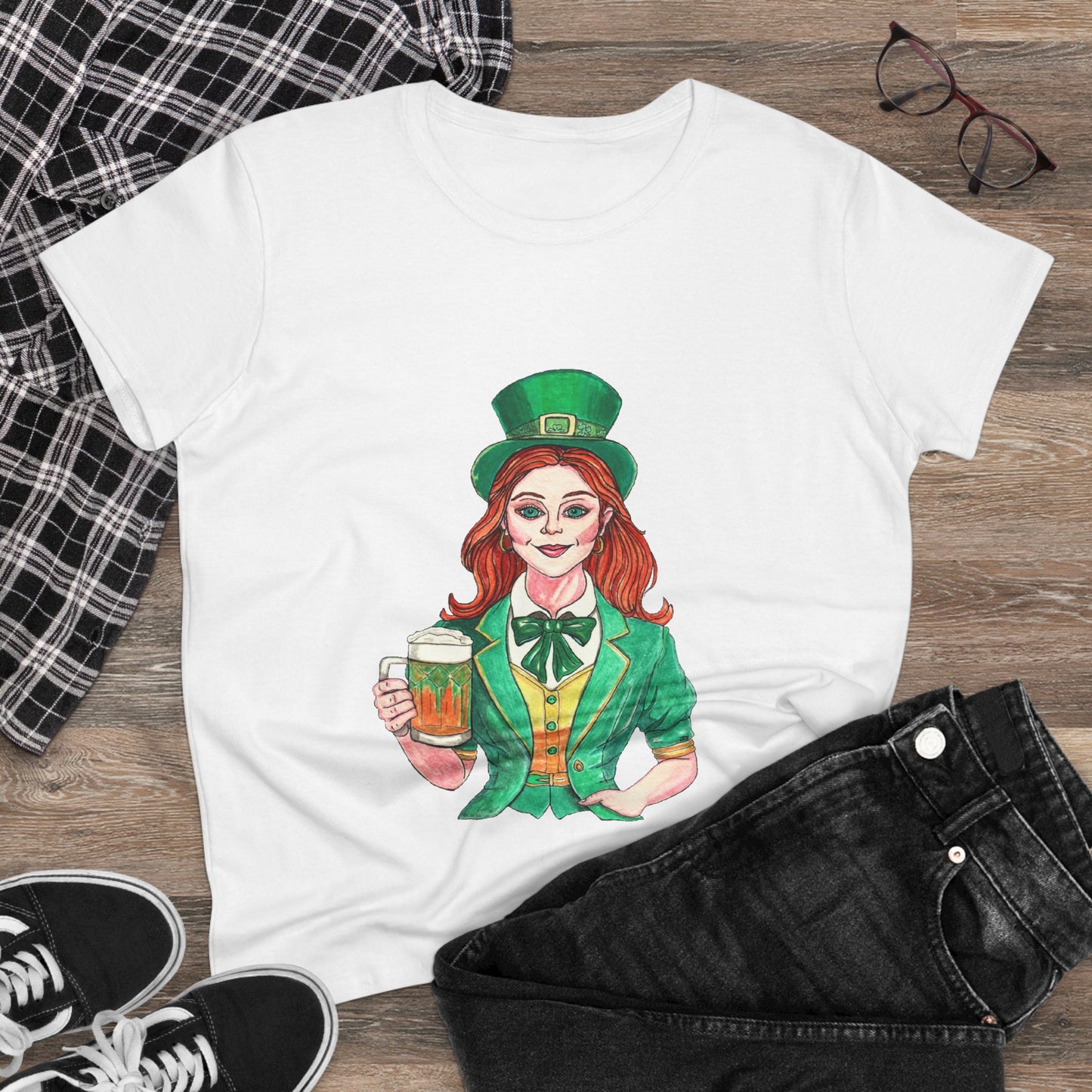 Paddy's Day Cheers Women's Midweight Cotton Tee