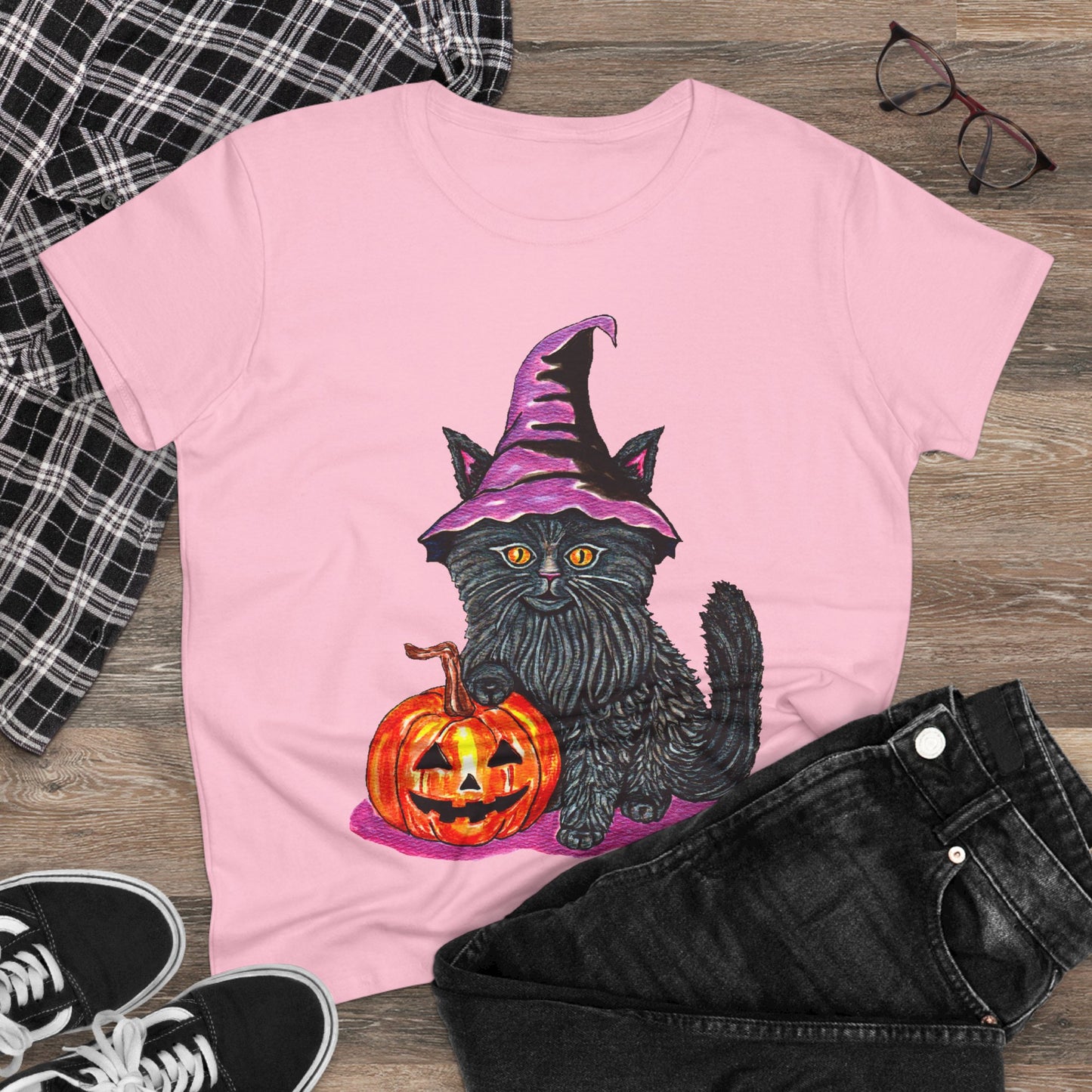 Halloween Kitty Women's Midweight Cotton Tee
