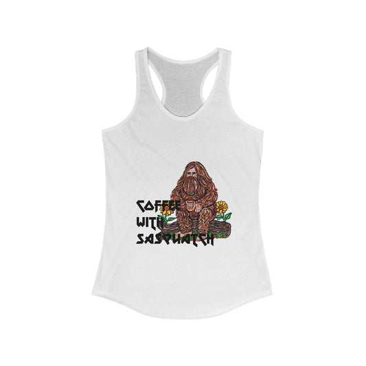 Coffee with Sasquatch Women's Ideal Racerback Tank