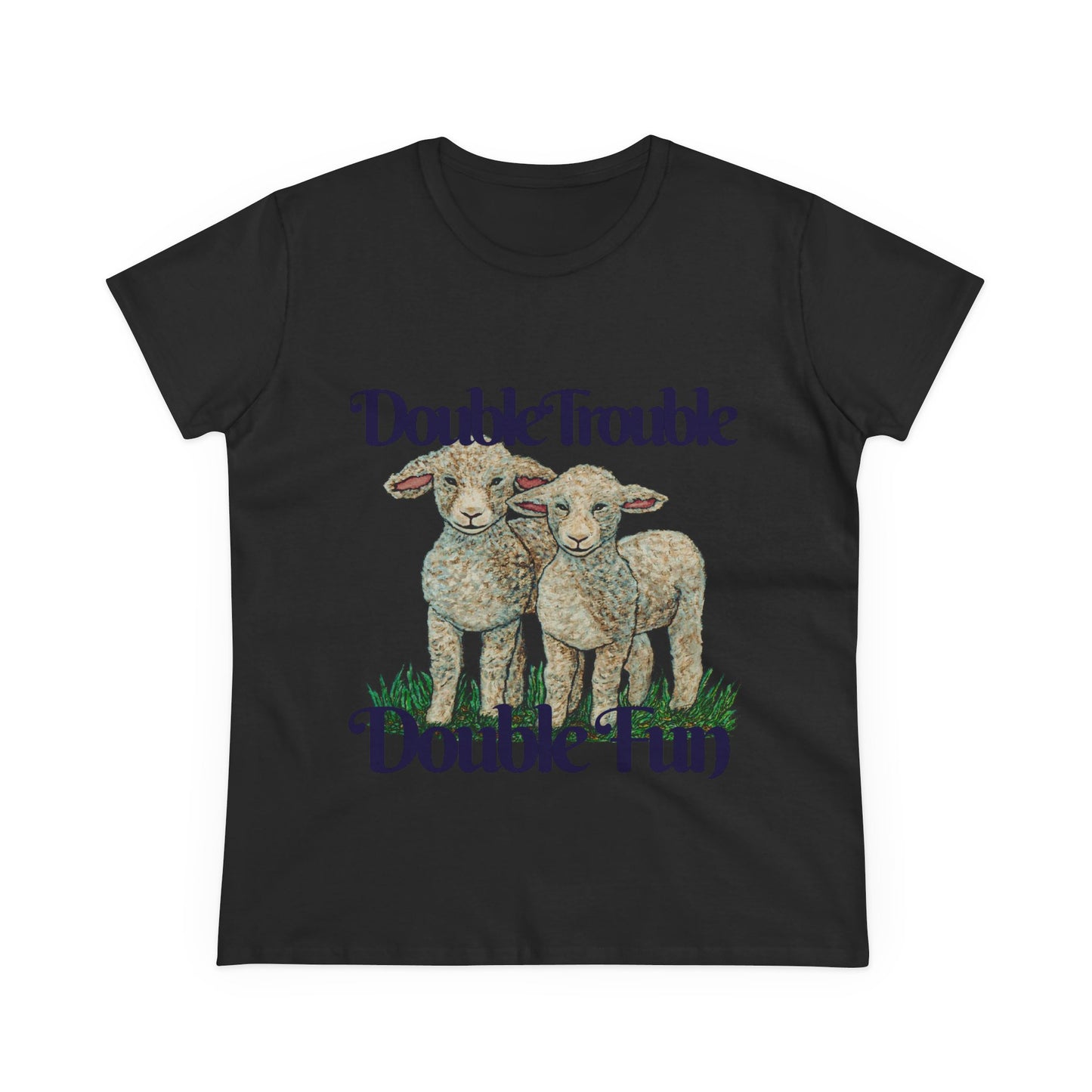 Double Trouble Double Fun Women's Midweight Cotton Tee