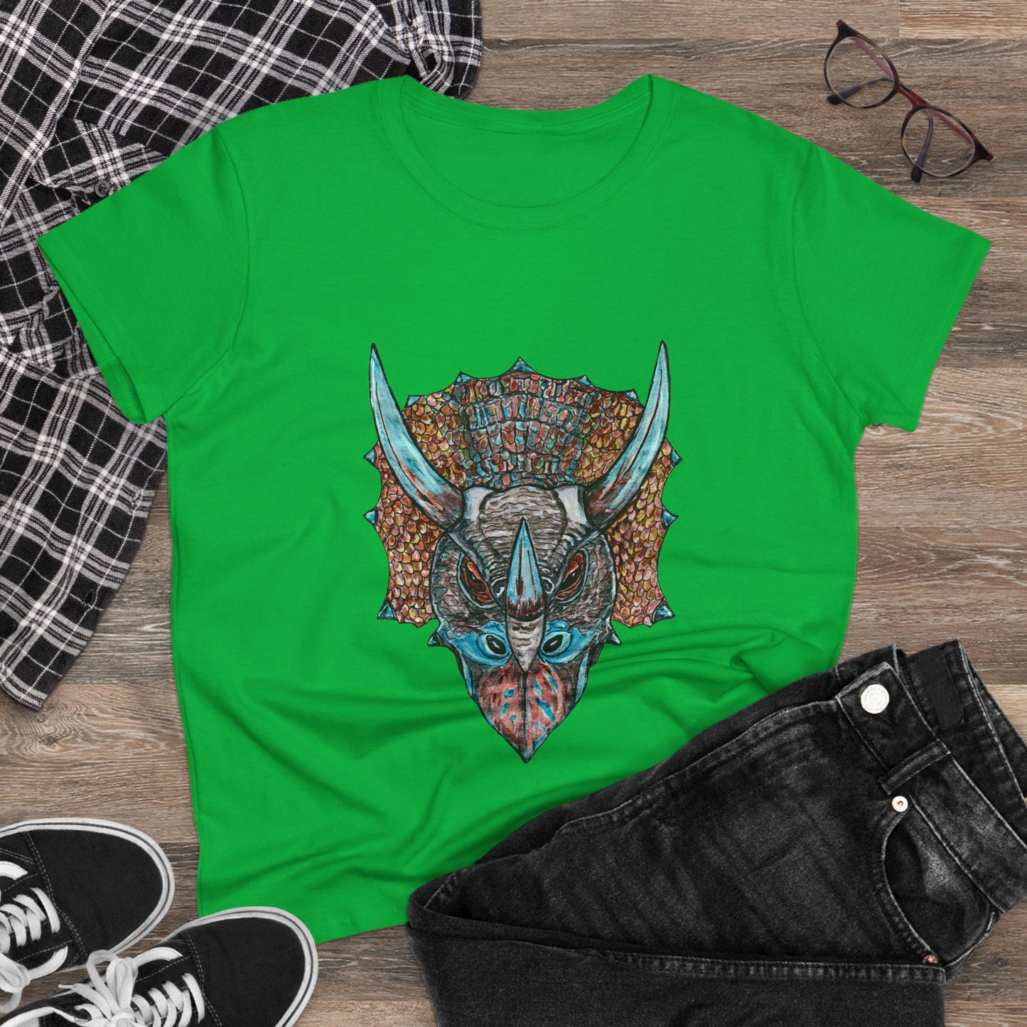 Triceratops Women's Midweight Cotton Tee