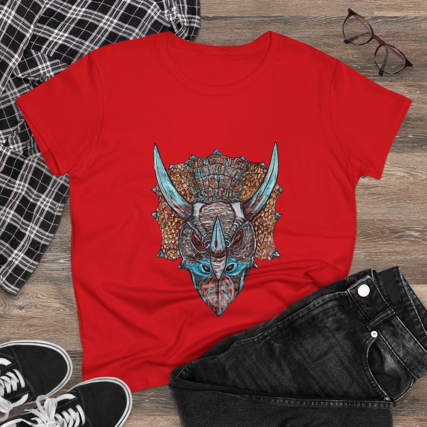 Triceratops Women's Midweight Cotton Tee