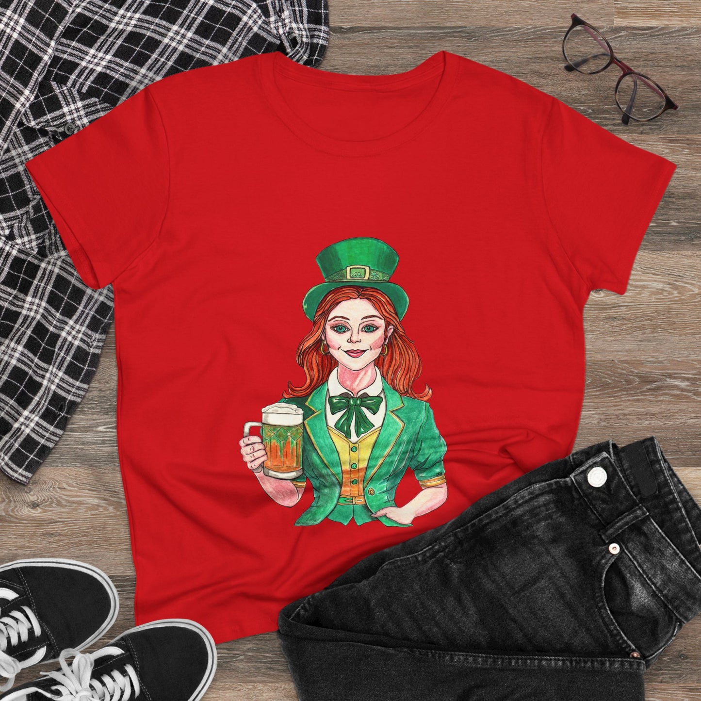 Paddy's Day Cheers Women's Midweight Cotton Tee