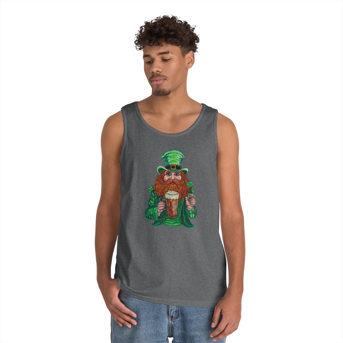 Drunken Leprechaun Unisex Heavy Cotton Tank Top