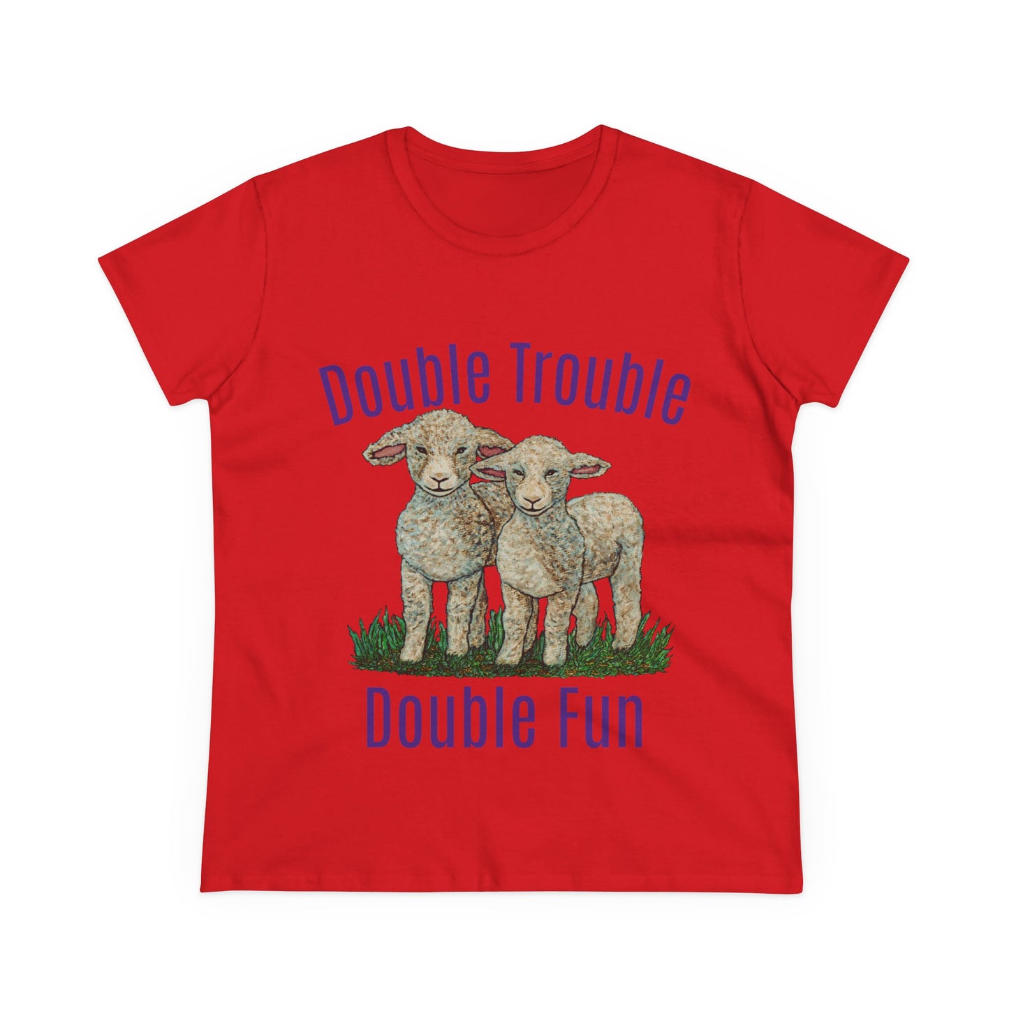 Double Trouble Double Fun Women's Midweight Cotton Tee