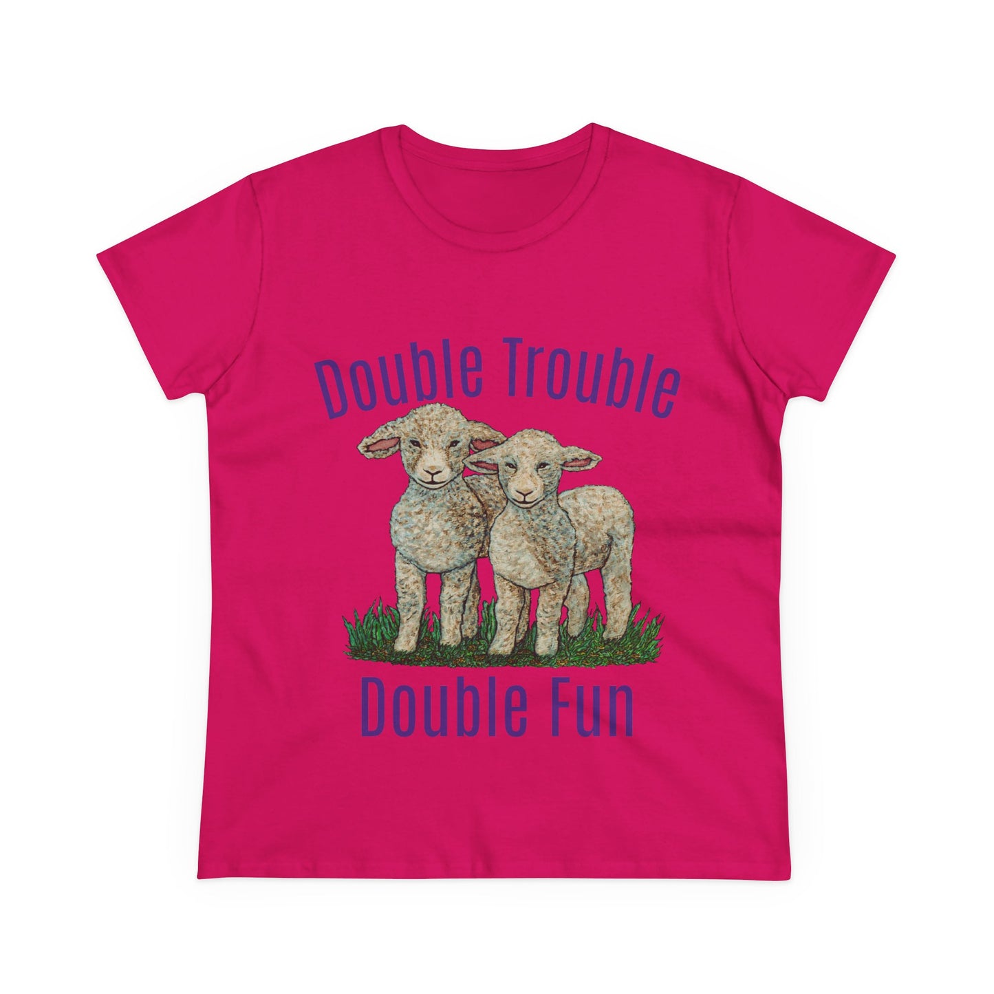 Double Trouble Double Fun Women's Midweight Cotton Tee