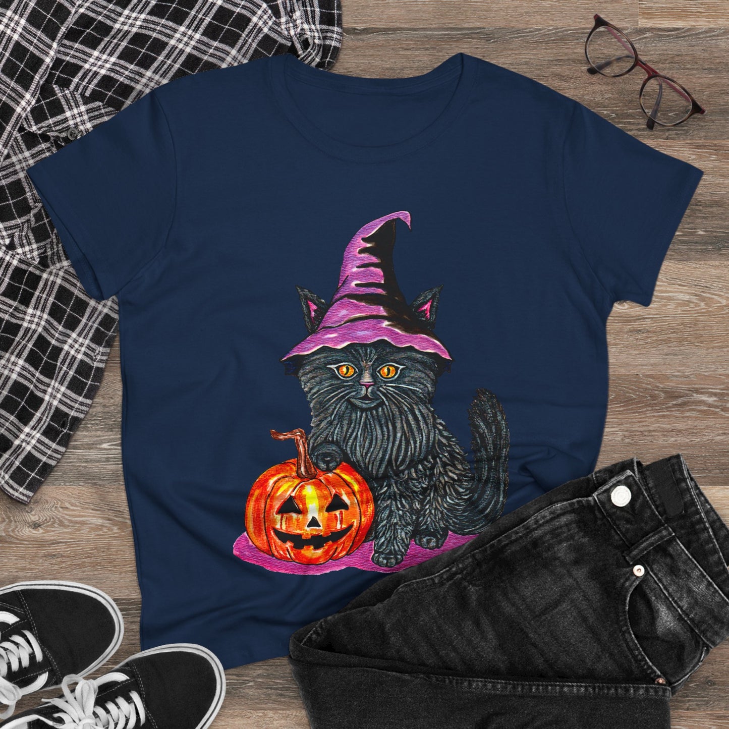 Halloween Kitty Women's Midweight Cotton Tee