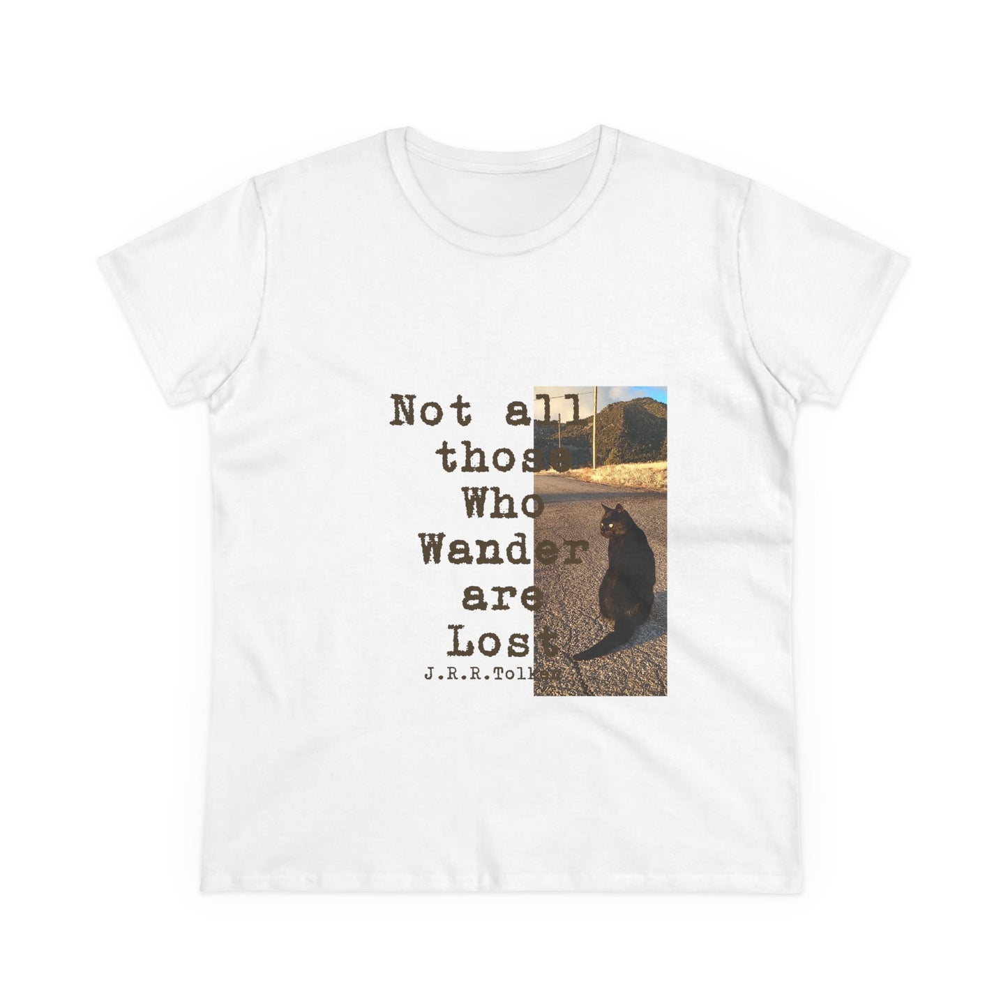 Wandering Kitty Women's Midweight Cotton Tee