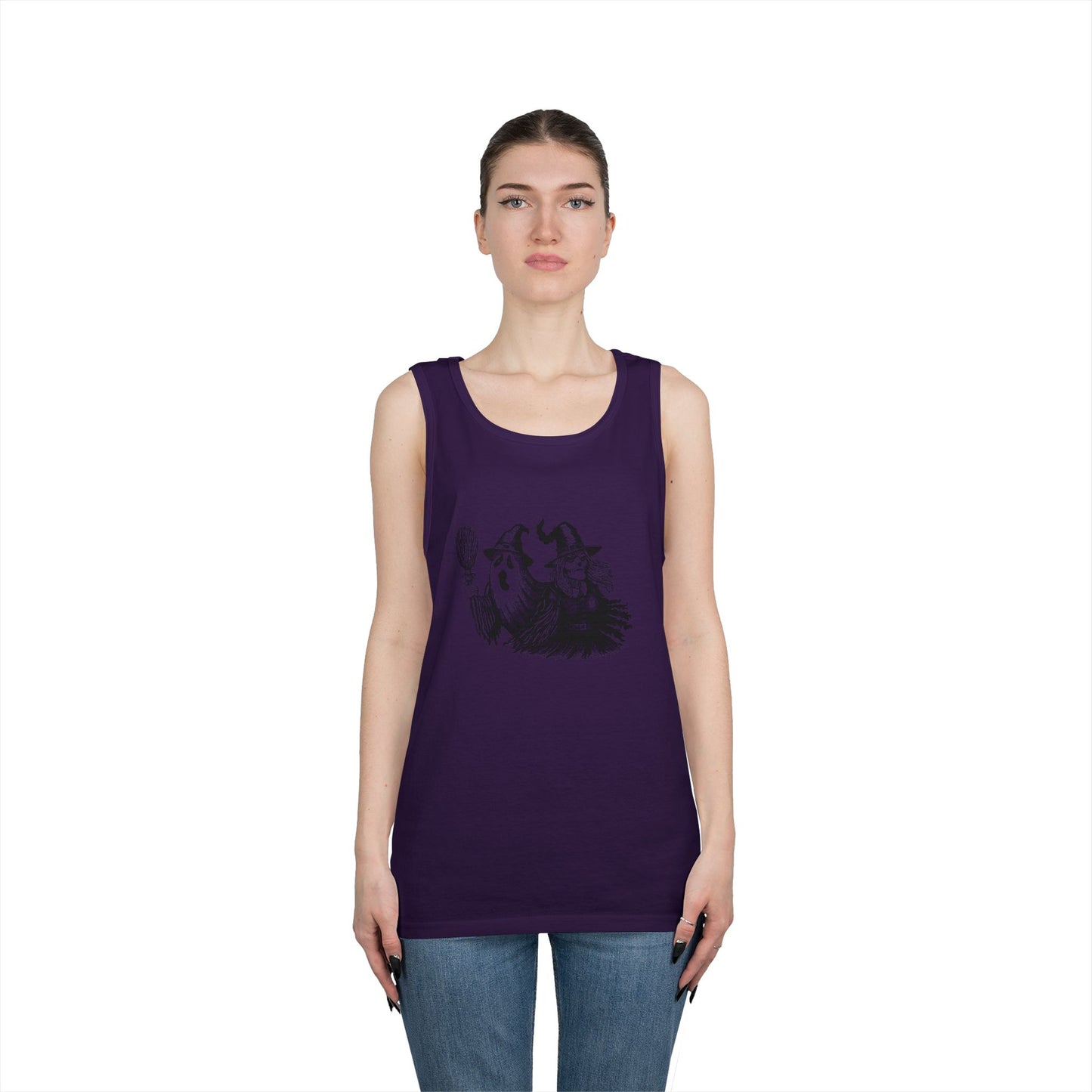 Witch and Ghost Unisex Heavy Cotton Tank Top