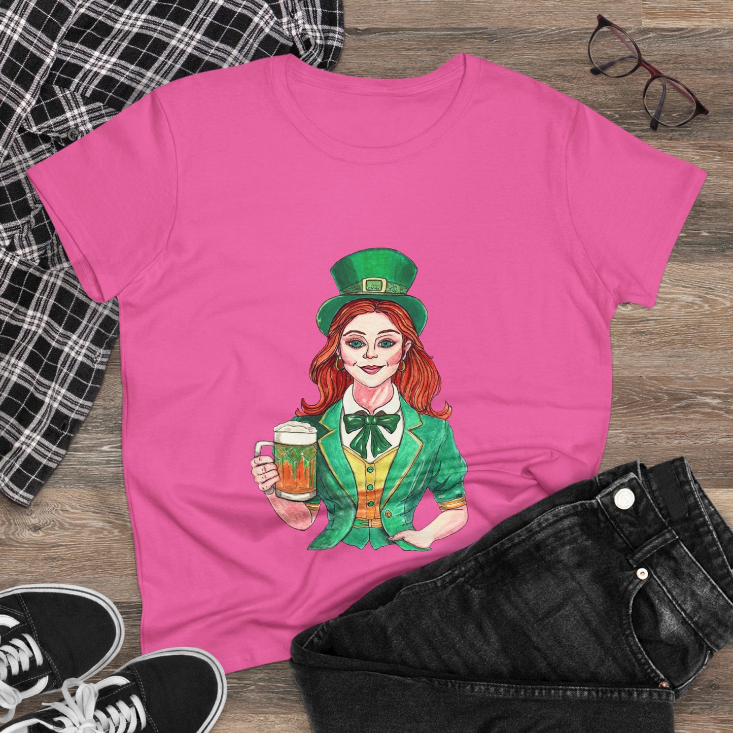 Paddy's Day Cheers Women's Midweight Cotton Tee