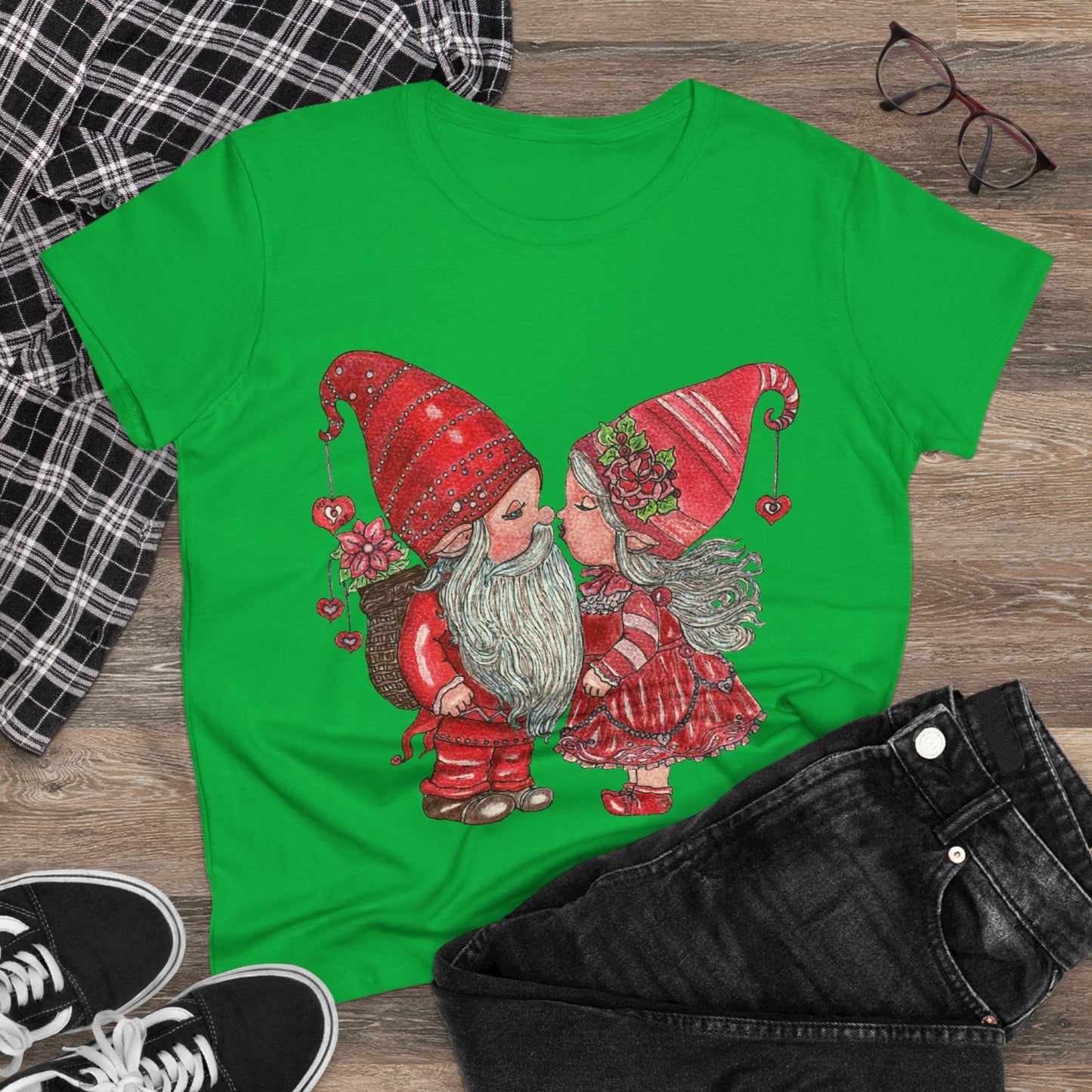 Gnome Lovers Women's Midweight Cotton Tee