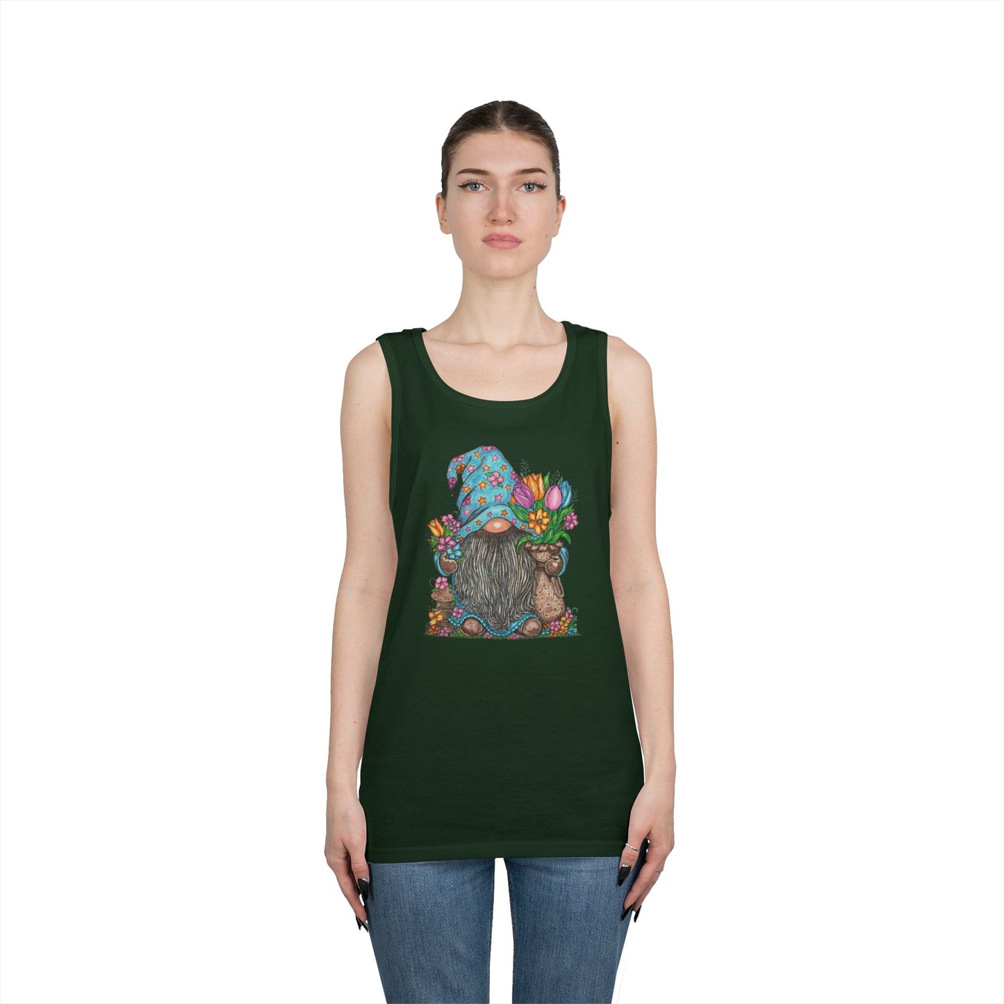 Gardening Gnome Unisex Heavy Cotton Tank Top