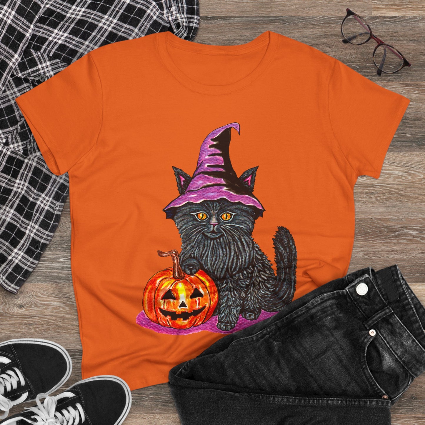Halloween Kitty Women's Midweight Cotton Tee