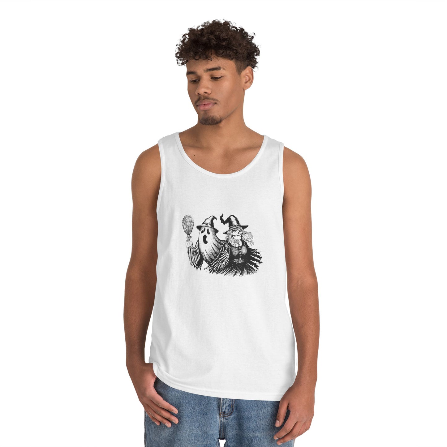 Witch and Ghost Unisex Heavy Cotton Tank Top
