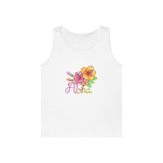 Aloha Flowers Unisex Heavy Cotton Tank Top