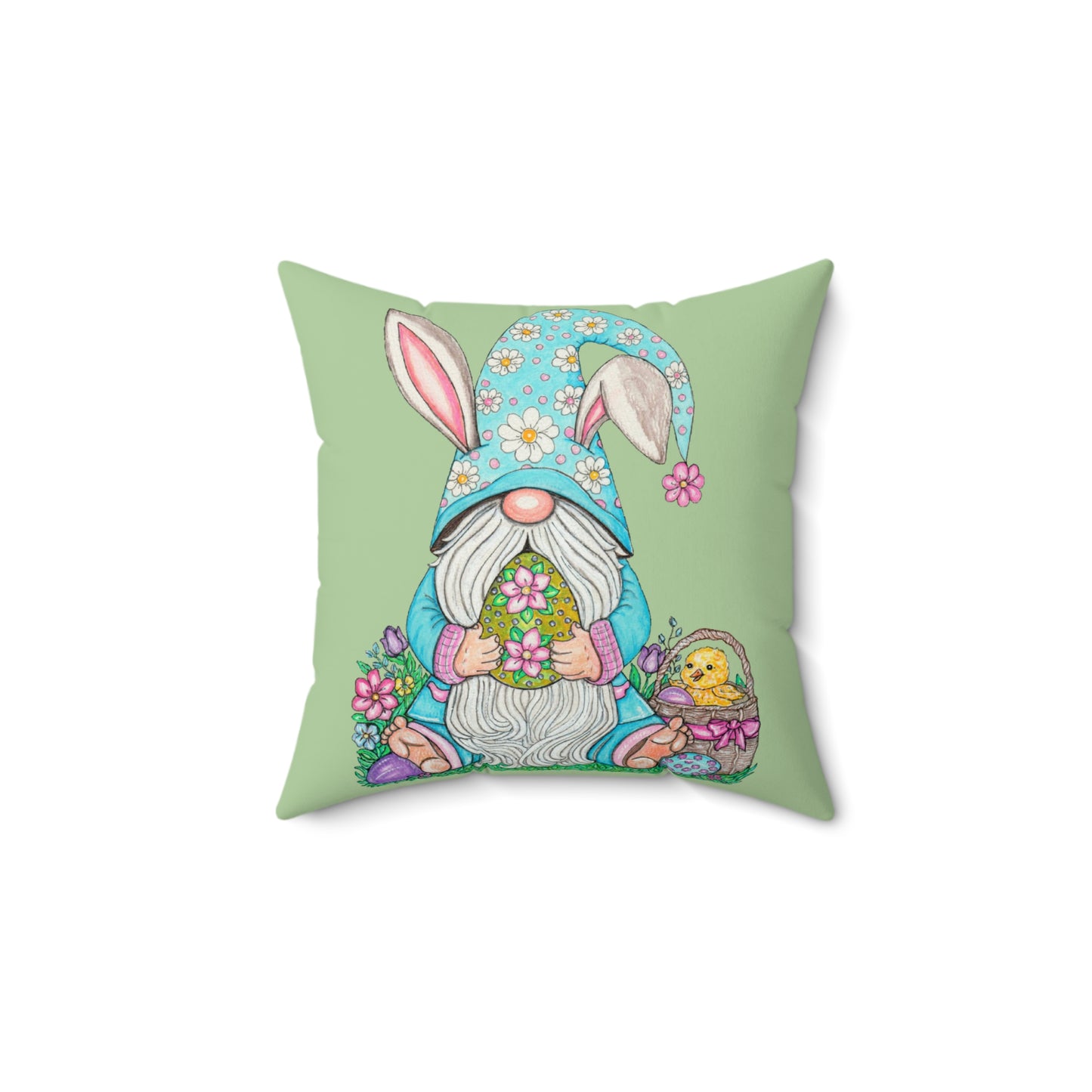 Easter Gnome Spun Polyester Square Pillow