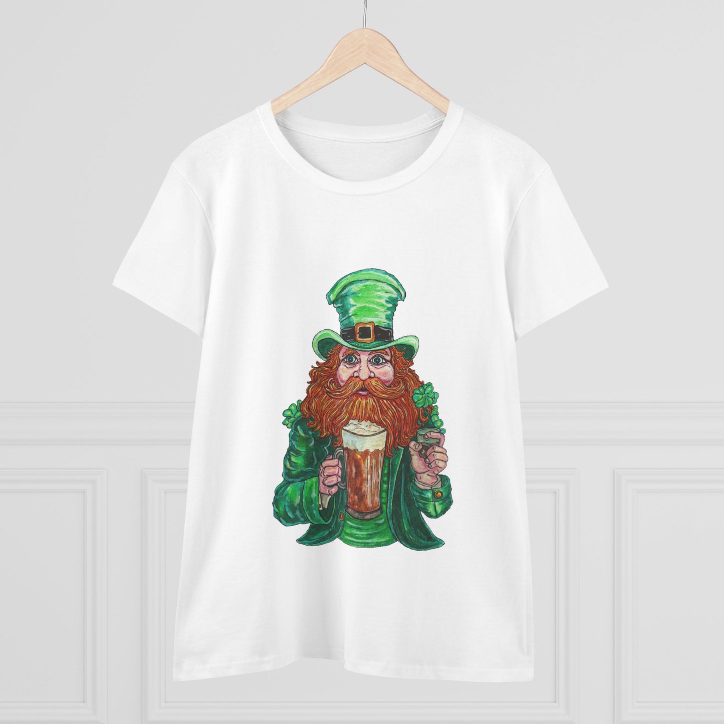 Drunken Leprechaun Women's Midweight Cotton Tee