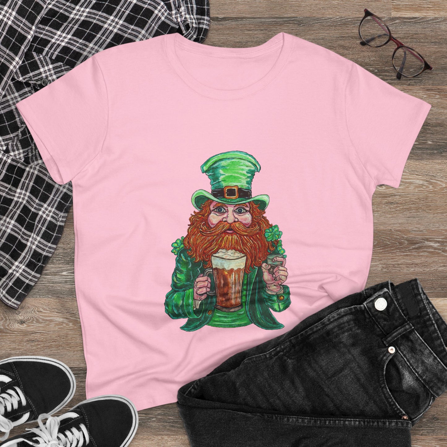 Drunken Leprechaun Women's Midweight Cotton Tee