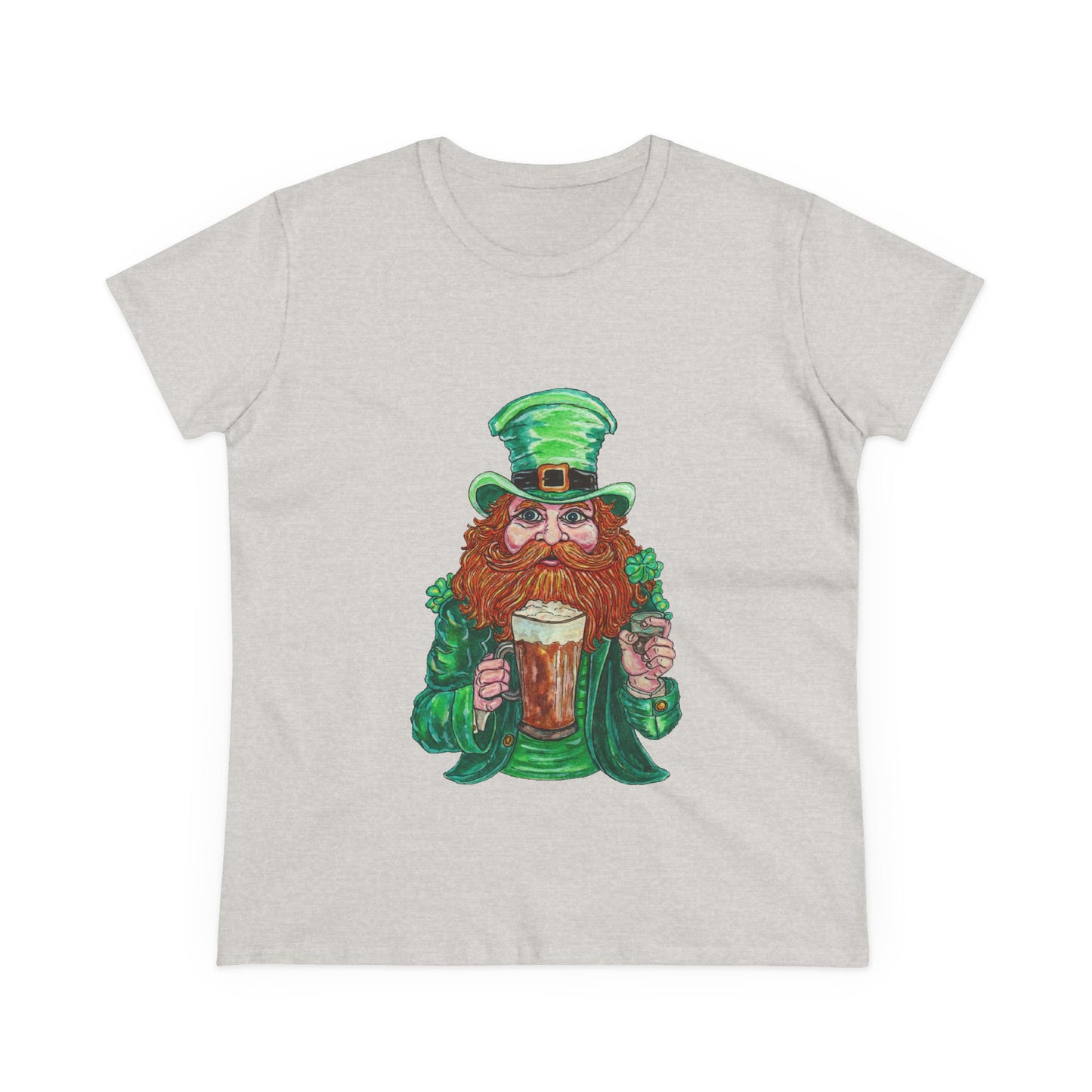Drunken Leprechaun Women's Midweight Cotton Tee
