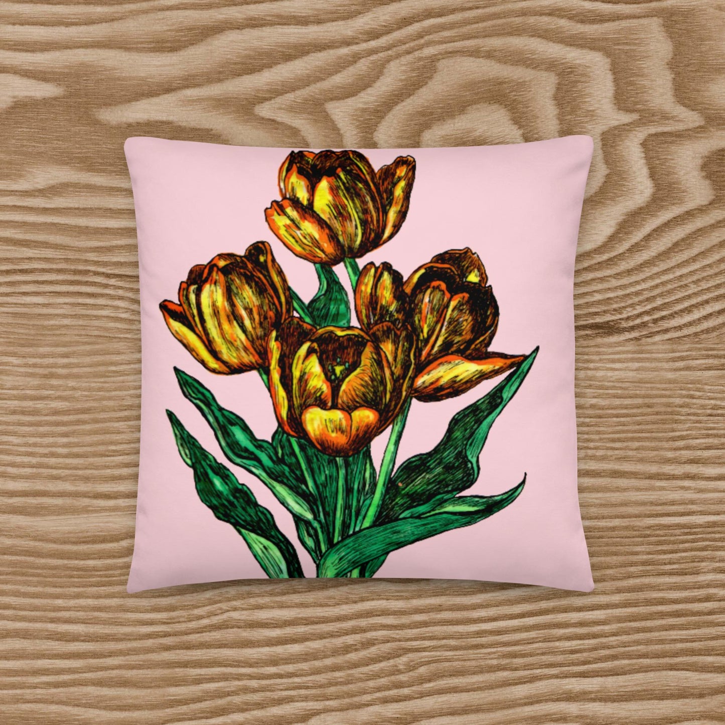 Tulips Pink Basic Pillow