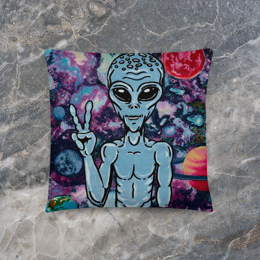 Peace Out Alien Basic Pillow