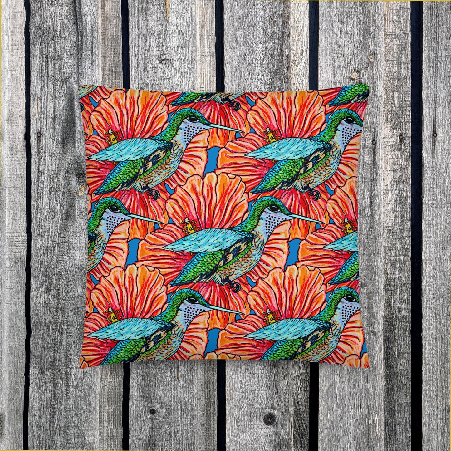 Humming Bird and Hibiscus Basic Pillow