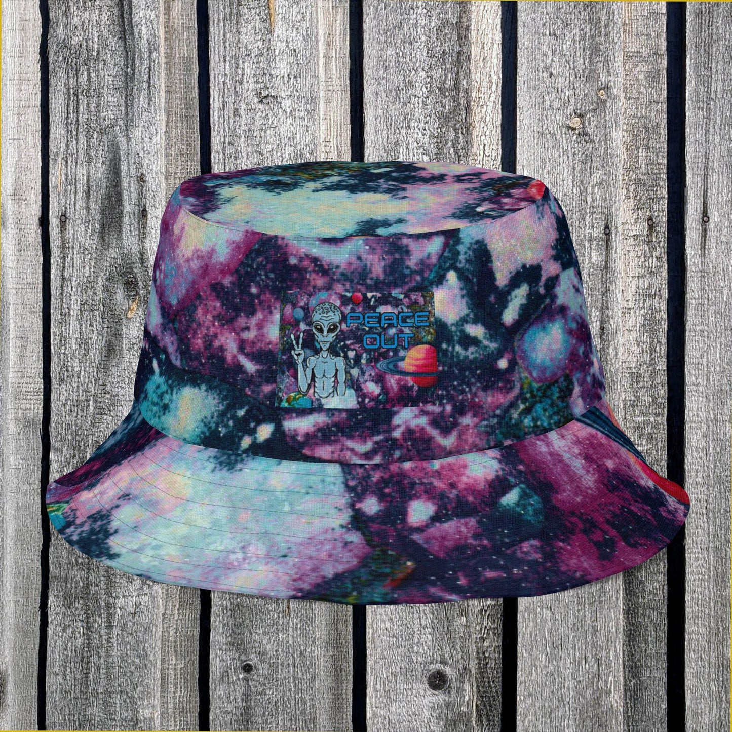 Peace Out Alien Reversible bucket hat