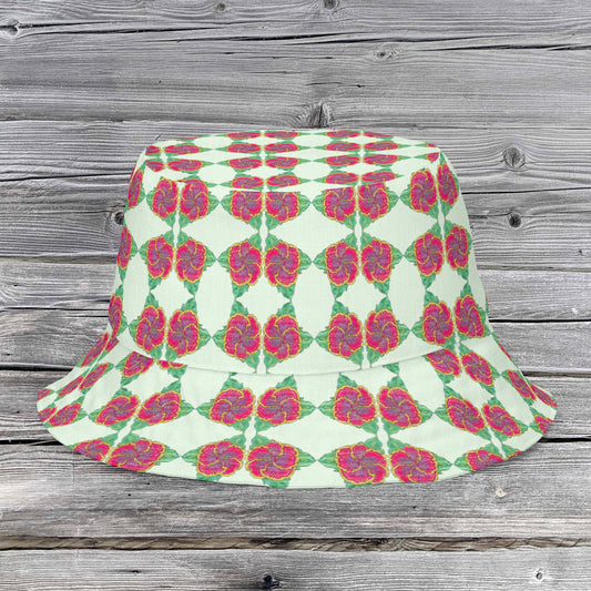 Hibiscus on Green Reversible bucket hat