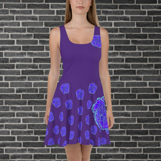 Purple Hibiscus Skater Dress