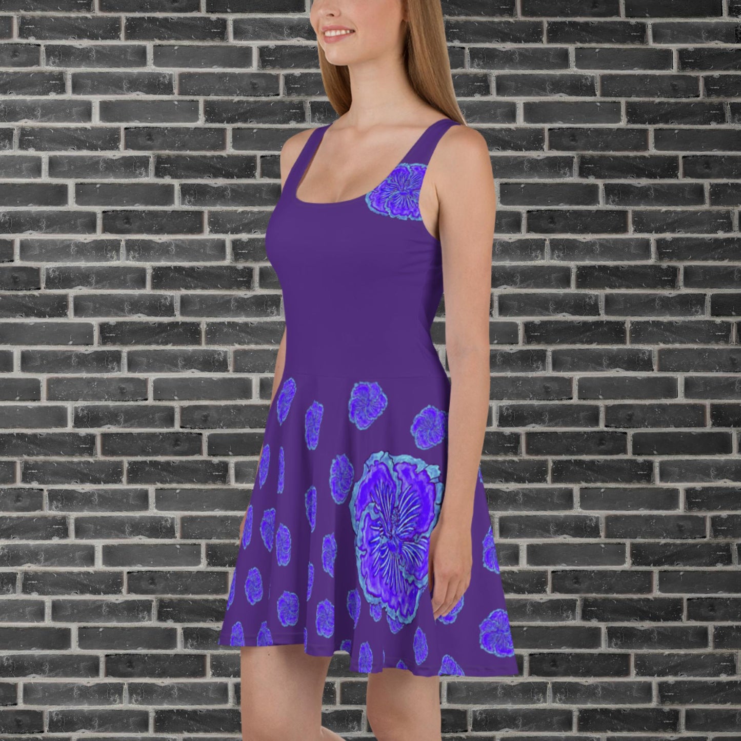 Purple Hibiscus Skater Dress