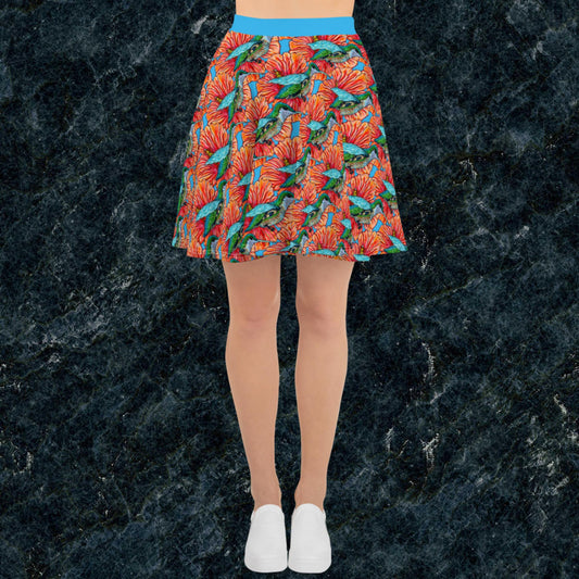 Hibiscus and Humming Bird Skater Skirt