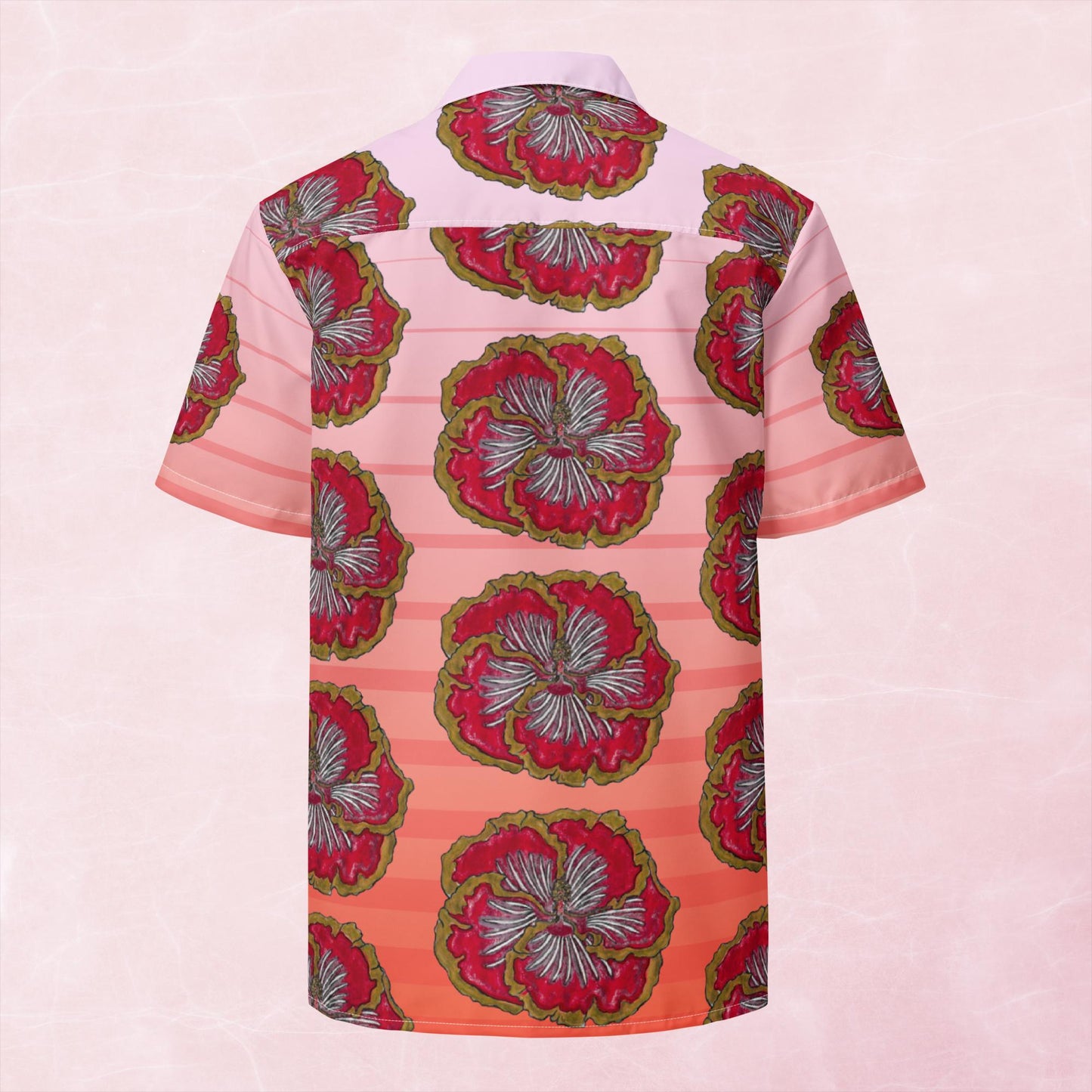 Pink Hibiscus Unisex button shirt