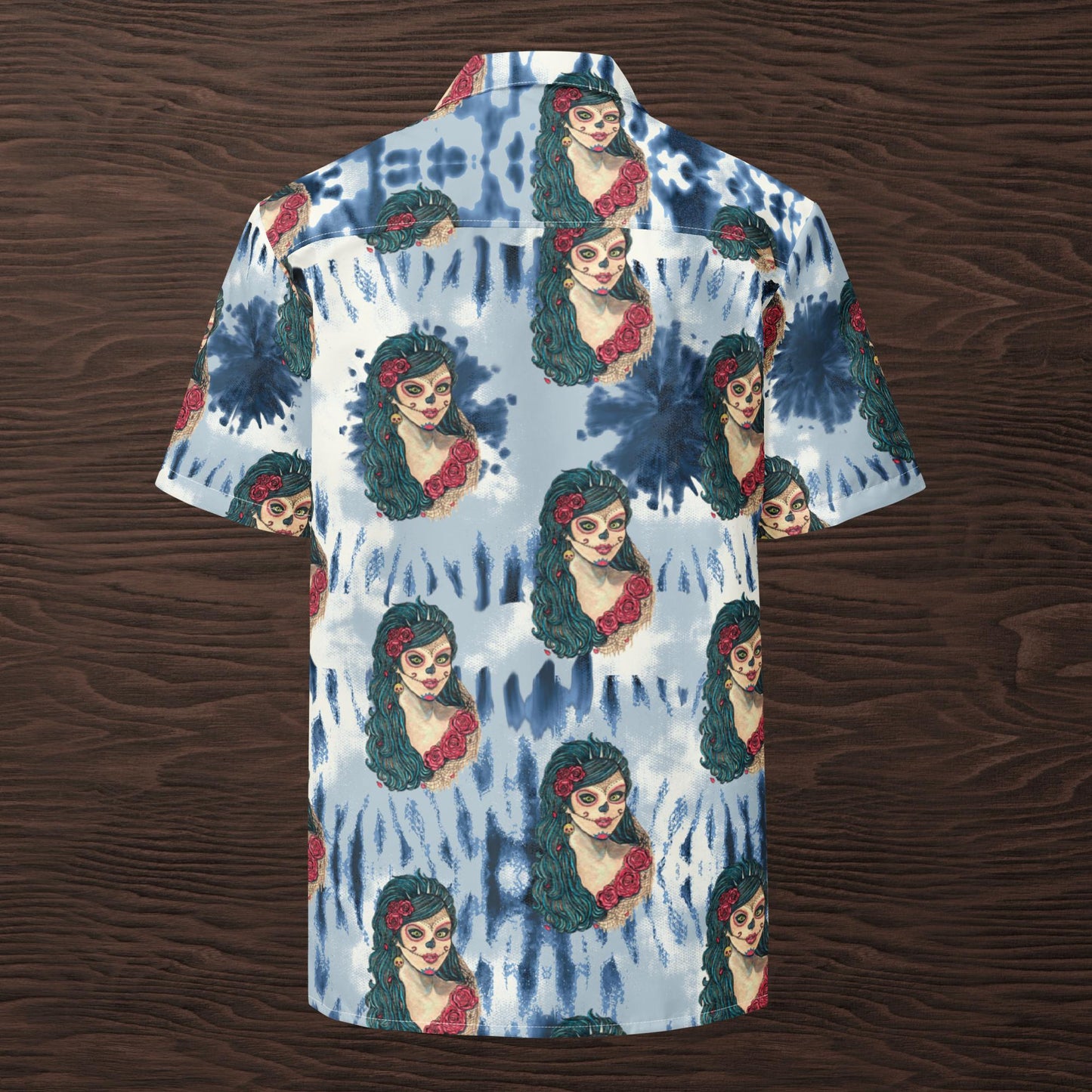 La Catrina on blue Unisex button shirt