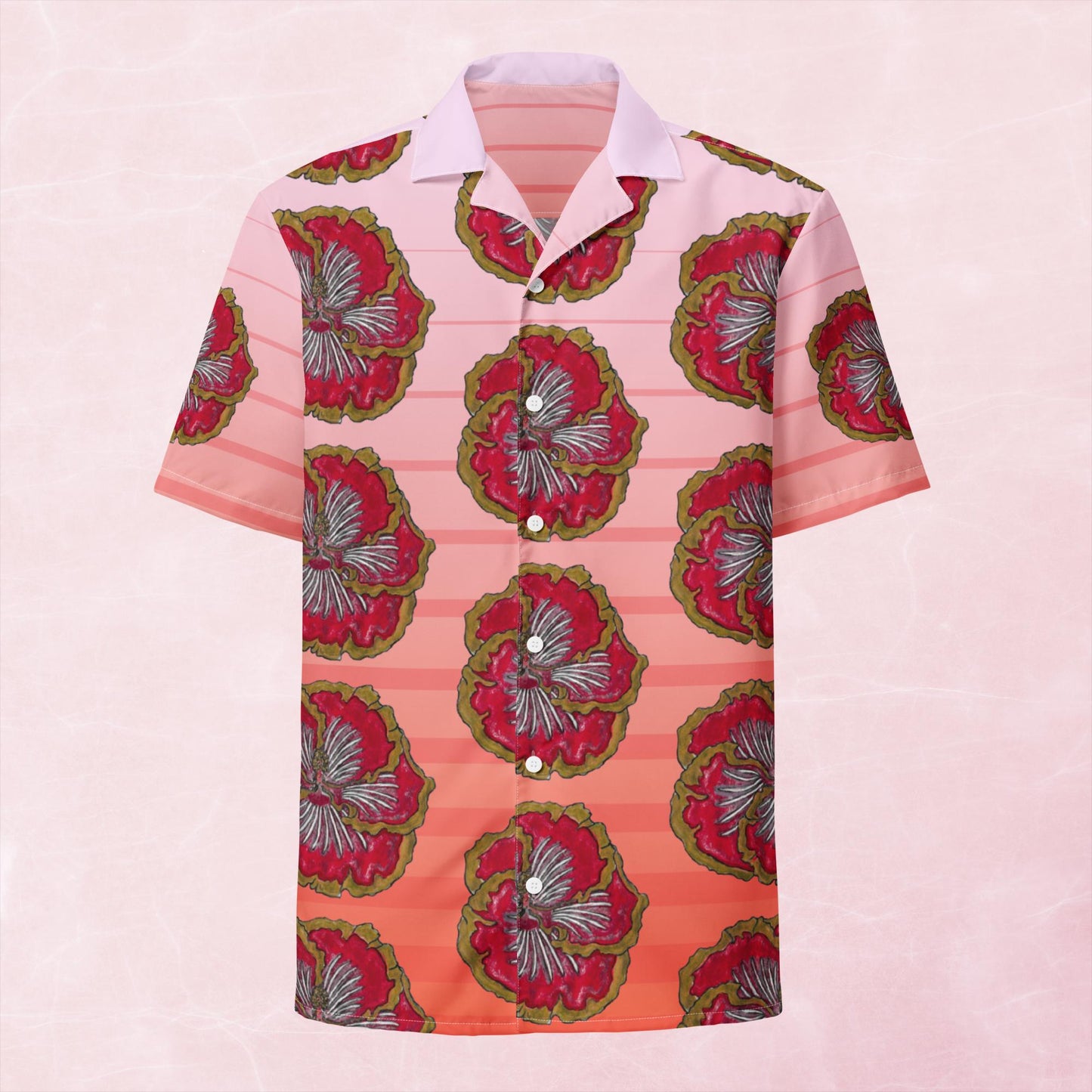 Pink Hibiscus Unisex button shirt