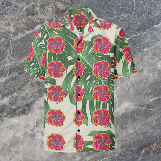 Hibiscus Unisex button shirt