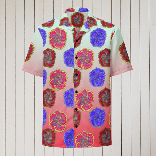 Crazy Hibiscus Unisex button shirt