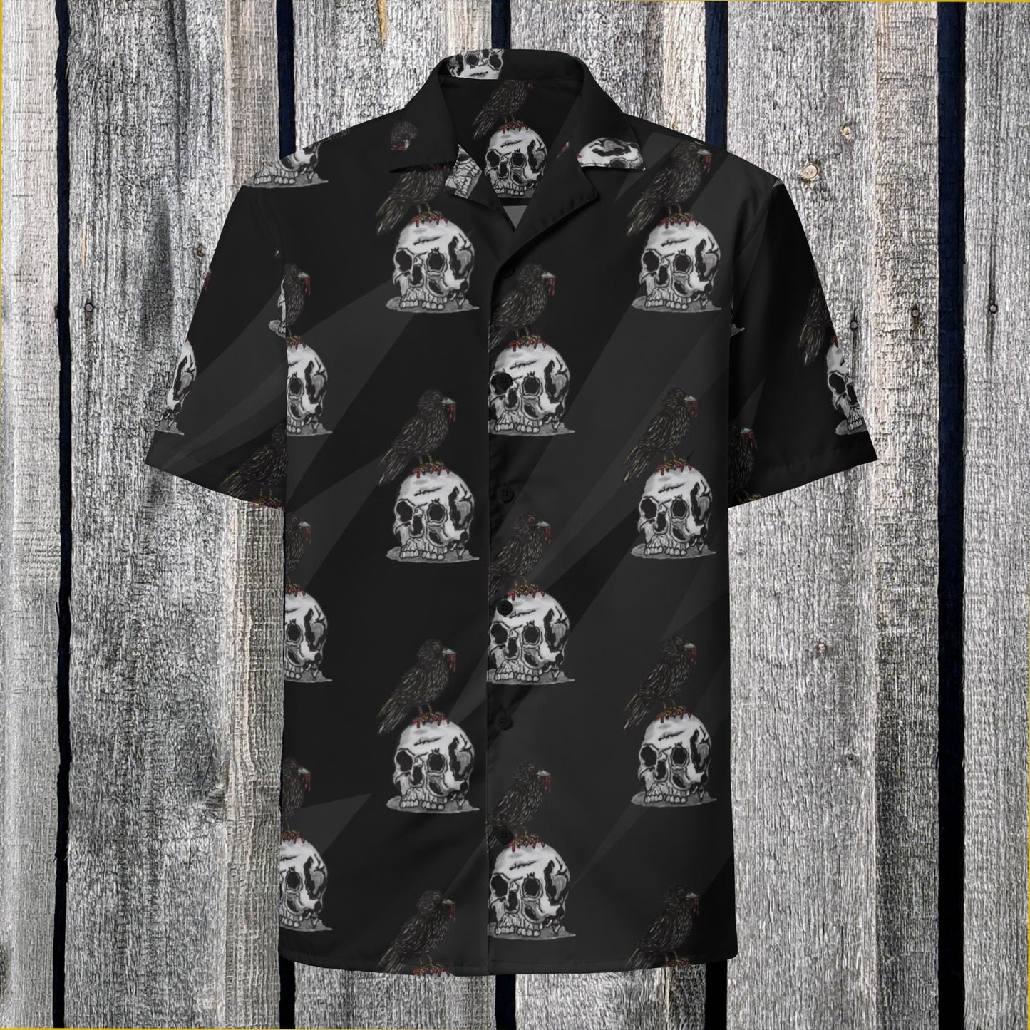 Raven on Black Unisex button shirt