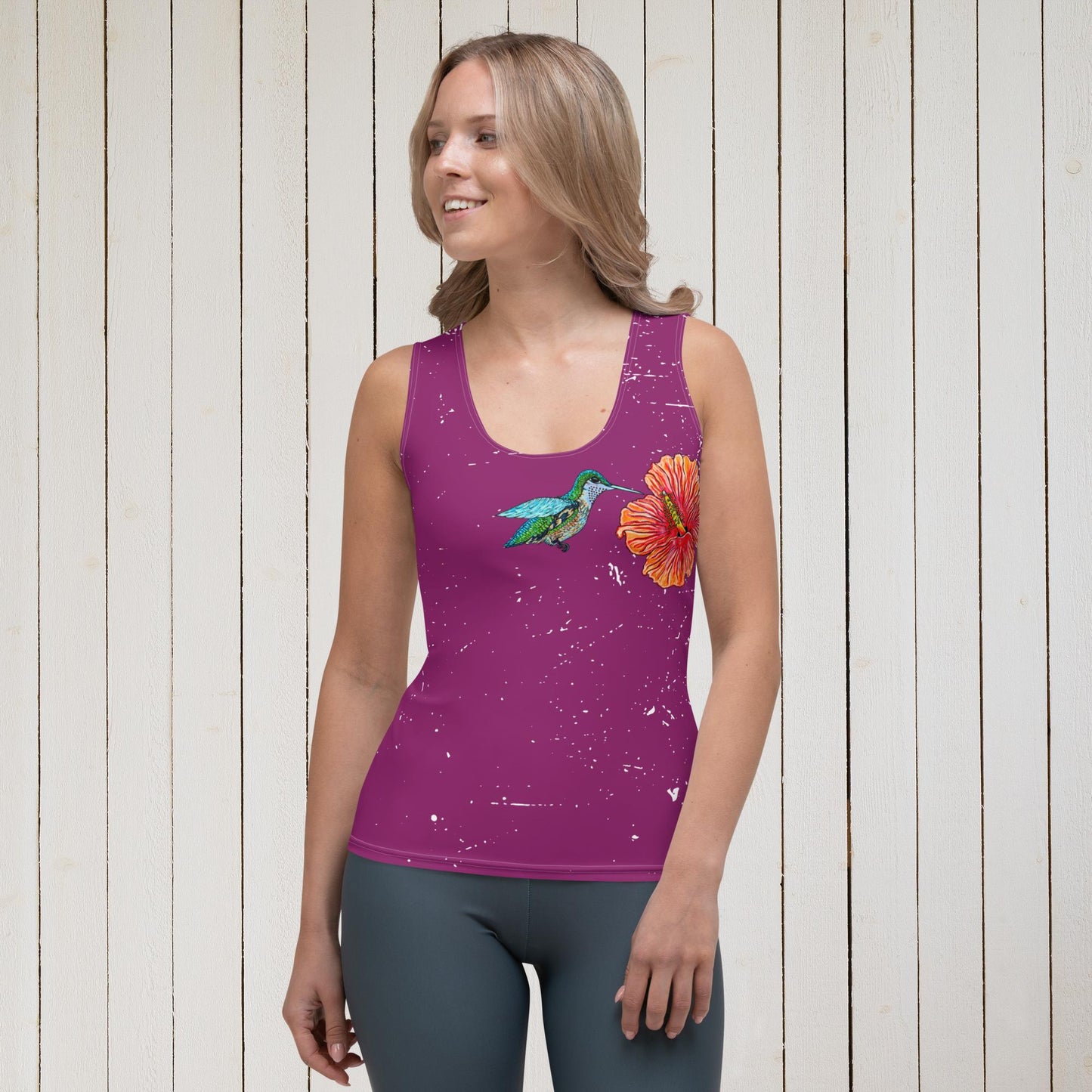 Humming Bird and Hibiscus Sublimation Cut & Sew Tank Top