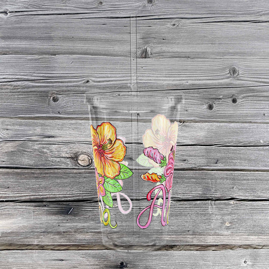 Aloha Flowers Clear plastic tumbler