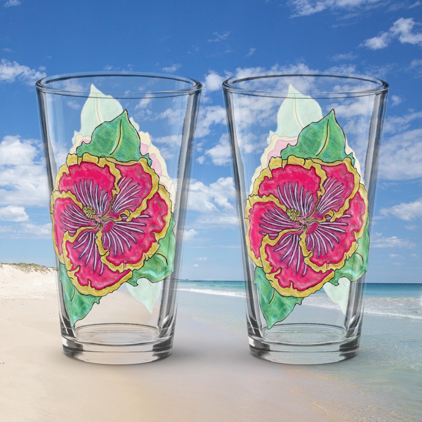 Hibiscus Shaker pint glass