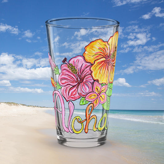 Aloha Flower Shaker pint glass