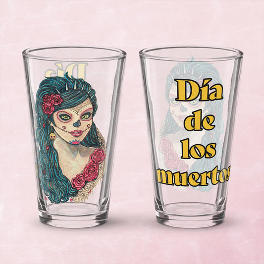 Day of the Dead La Catrina Shaker pint glass