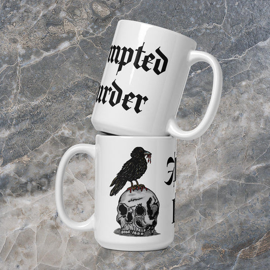 Crow and Skull White glossy mug