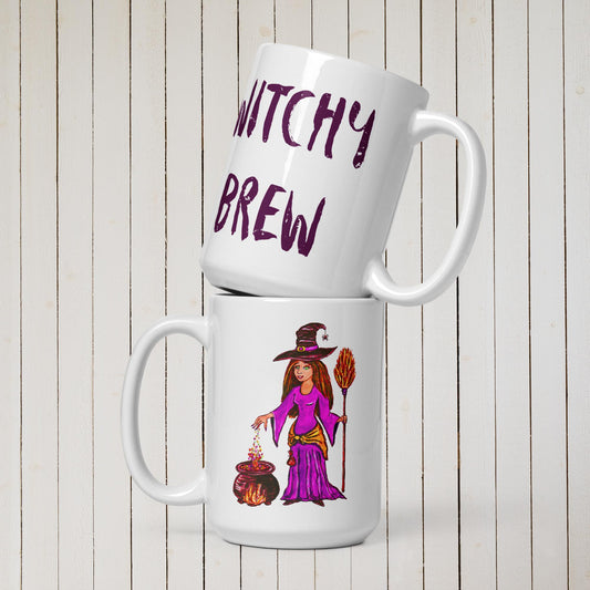 Witchy Brew White glossy mug