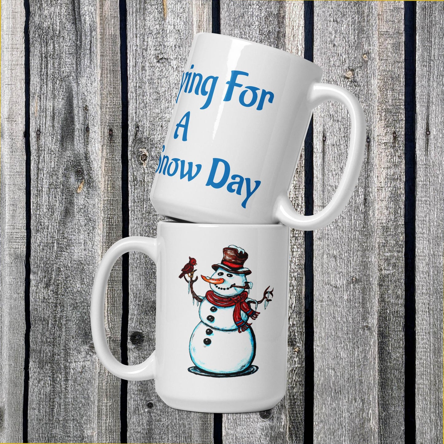 Snow Day White glossy mug