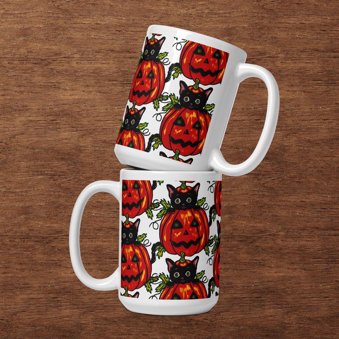 Pumpkin Kitty White glossy mug