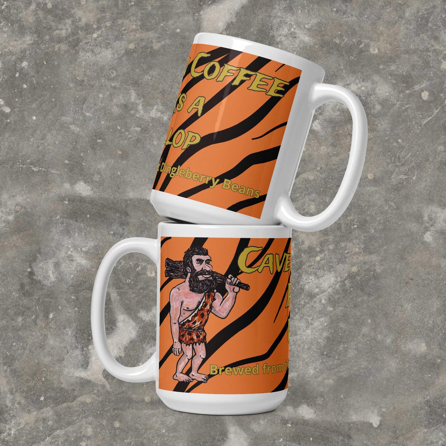 Caveman Coffee White glossy mug