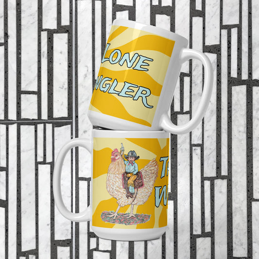 Lone Wrangler White glossy mug